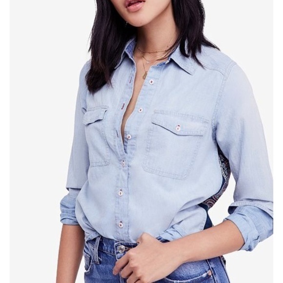 Free People Bandana Bandit Button Down NWT - Picture 2 of 7